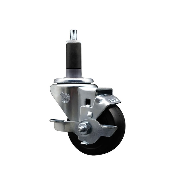 3'' Hard Rubber Swivel 1-1/8'' Expanding Stem Caster with Brake
